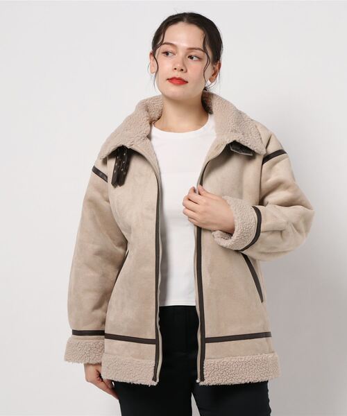 KOBE LETTUCE（コウベレタス）の「フェイクムートンフライトジャケット（ムートンコート・レディース・アイボリー/ベージュ/ブラウン/ブラック・FREE）」の16枚目の写真