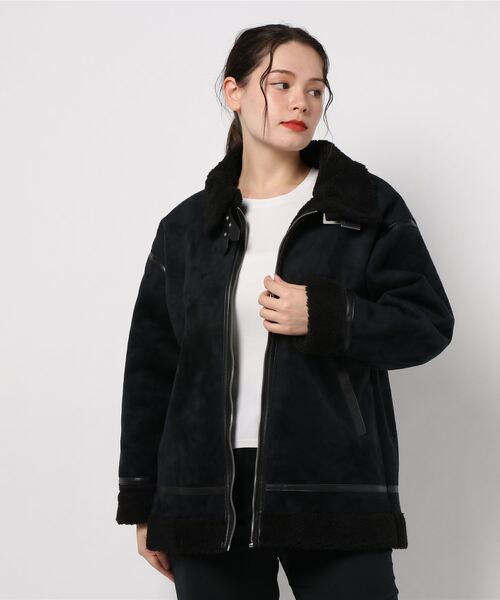 KOBE LETTUCE（コウベレタス）の「フェイクムートンフライトジャケット（ムートンコート・レディース・アイボリー/ベージュ/ブラウン/ブラック・FREE）」の15枚目の写真