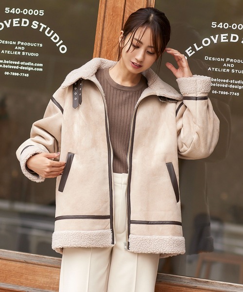 KOBE LETTUCE（コウベレタス）の「フェイクムートンフライトジャケット（ムートンコート・レディース・アイボリー/ベージュ/ブラウン/ブラック・FREE）」の11枚目の写真