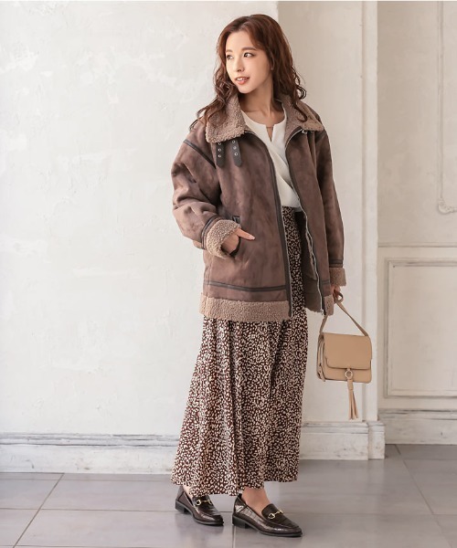 KOBE LETTUCE（コウベレタス）の「フェイクムートンフライトジャケット（ムートンコート・レディース・アイボリー/ベージュ/ブラウン/ブラック・FREE）」の10枚目の写真