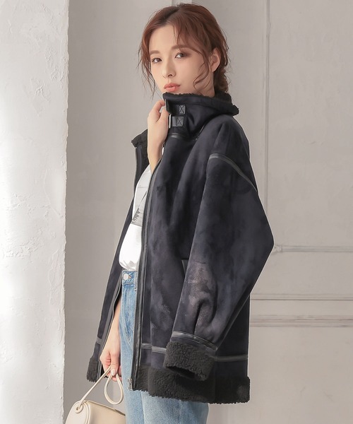 KOBE LETTUCE（コウベレタス）の「フェイクムートンフライトジャケット（ムートンコート・レディース・アイボリー/ベージュ/ブラウン/ブラック・FREE）」の9枚目の写真