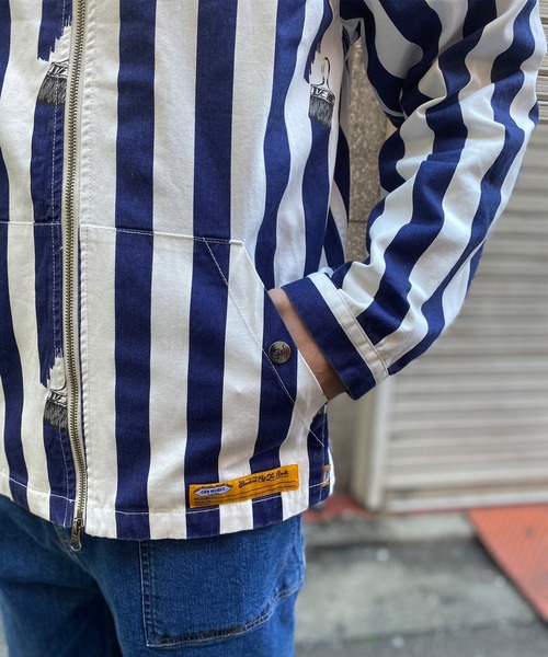 grn（ジーアールエヌ）の「◇PRINTWORKPARKA 総柄ﾌﾟﾘﾝﾄﾜｰｸﾊﾟｰｶｰﾄ/ﾂｲﾙ/ﾃﾞﾆﾑ/ﾍﾟｲｽﾞﾘｰ/ｽﾄﾗｲﾌﾟ（パーカー・メンズ・ブラック/インディゴブルー/ナチュラル/ストライプ・M/L）」の10枚目の写真