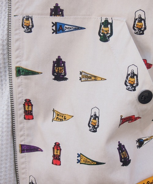 grn（ジーアールエヌ）の「◇PRINTWORKPARKA 総柄ﾌﾟﾘﾝﾄﾜｰｸﾊﾟｰｶｰﾄ/ﾂｲﾙ/ﾃﾞﾆﾑ/ﾍﾟｲｽﾞﾘｰ/ｽﾄﾗｲﾌﾟ（パーカー・メンズ・ブラック/インディゴブルー/ナチュラル/ストライプ・M/L）」の9枚目の写真