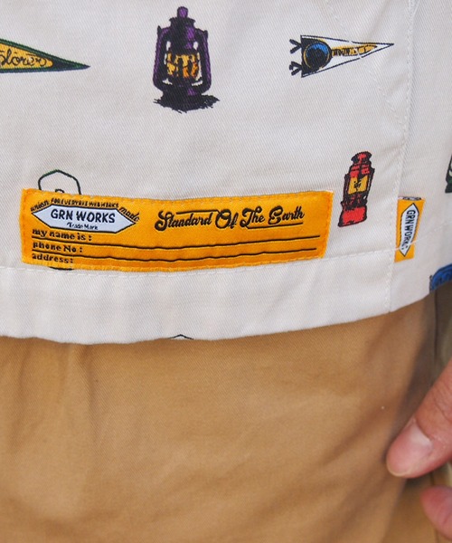 grn（ジーアールエヌ）の「◇PRINTWORKPARKA 総柄ﾌﾟﾘﾝﾄﾜｰｸﾊﾟｰｶｰﾄ/ﾂｲﾙ/ﾃﾞﾆﾑ/ﾍﾟｲｽﾞﾘｰ/ｽﾄﾗｲﾌﾟ（パーカー・メンズ・ブラック/インディゴブルー/ナチュラル/ストライプ・M/L）」の12枚目の写真