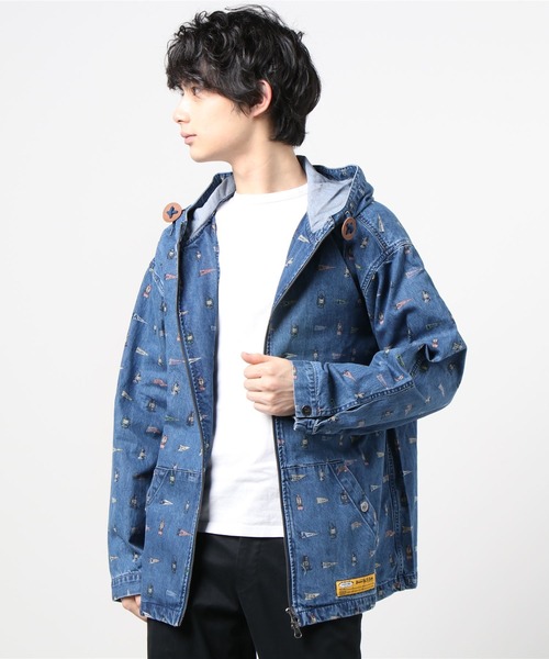 grn（ジーアールエヌ）の「◇PRINTWORKPARKA 総柄ﾌﾟﾘﾝﾄﾜｰｸﾊﾟｰｶｰﾄ/ﾂｲﾙ/ﾃﾞﾆﾑ/ﾍﾟｲｽﾞﾘｰ/ｽﾄﾗｲﾌﾟ（パーカー・メンズ・ブラック/インディゴブルー/ナチュラル/ストライプ・M/L）」の20枚目の写真