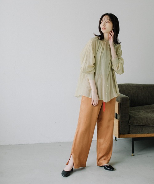 美品 PLAIN PEOPLE シルクコットン プルオーバーシアーブラウス PLAIN PEOPLE - 美品 PLAIN PEOPLE シルクコットン プルオーバー