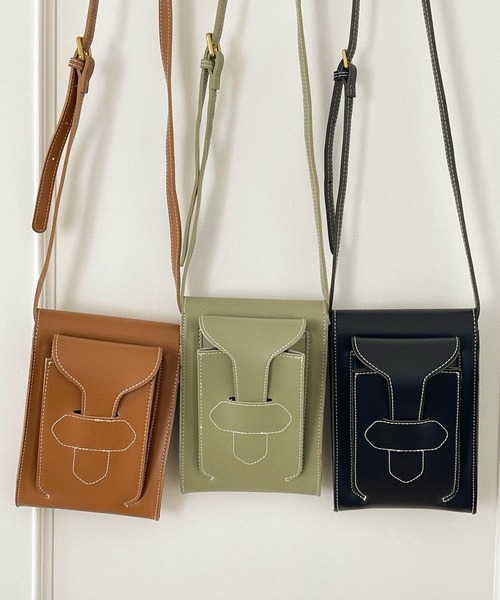 etade（エタード）の「【etade】stitch bag etda2（ショルダーバッグ・レディース・ブラック/モスグリーン/キャメル・FREE）」の6枚目の写真