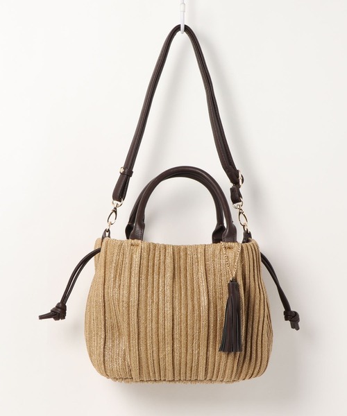 Via Demizon(ビアデミゾン)の「プリーツ加工サマーバッグ ロングショルダー付き(かごバッグ・レディース・アイボリー/ブラウン/ブラック・FREE)」の19枚目の写真