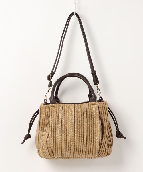 Via Demizon(ビアデミゾン)の「プリーツ加工サマーバッグ ロングショルダー付き(かごバッグ・レディース・アイボリー/ブラウン/ブラック・FREE)」の18枚目の写真