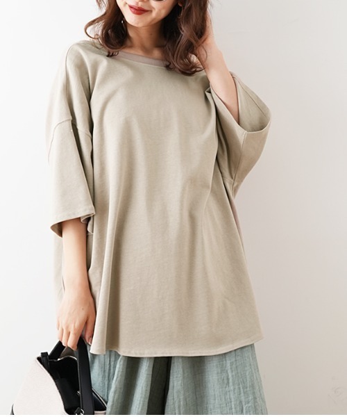 Futier land(フューティアランド)の「バックオープンBIGTシャツ(Tシャツ/カットソー・レディース・ホワイト/パープル/ブラウン/ピンク/ブルー/グレイッシュベージュ/チャコール・MEDIUM)」の5枚目の写真