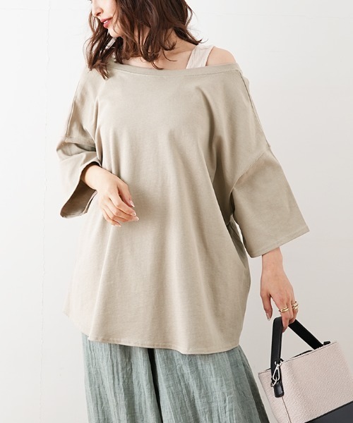 Futier land(フューティアランド)の「バックオープンBIGTシャツ(Tシャツ/カットソー・レディース・ホワイト/パープル/ブラウン/ピンク/ブルー/グレイッシュベージュ/チャコール・MEDIUM)」の18枚目の写真