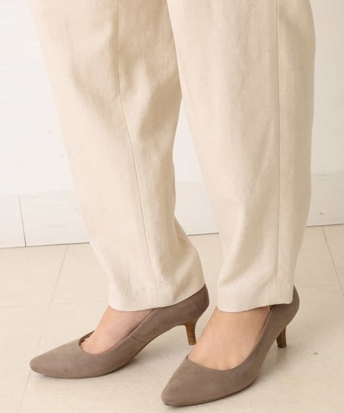 a.v.v（アーヴェヴェ）の「【セットアップ対応】麻混ハイウェストテーパードパンツ（スラックス・レディース・ベージュ・36/42/38/40/34）」の4枚目の写真