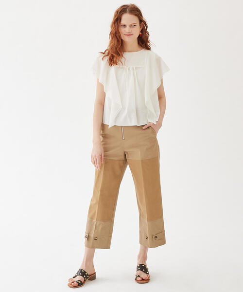 TOMORROWLAND (トゥモローランド)の「ストレッチチノ パッチワーククロップドパンツ(チノパンツ・レディース・ベージュ・34/36)」の7枚目の写真