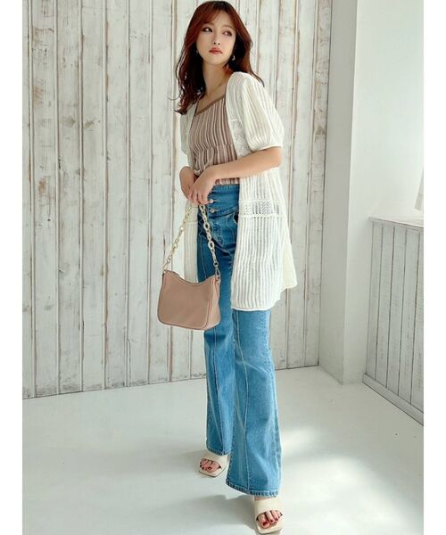 RESEXXY（リゼクシー）の「鈎針風ハーフスリーブカーディガン【セットアップ着用可能】（カーディガン/ボレロ・レディース・ホワイト/ブラック/ピンク・FREE）」の19枚目の写真