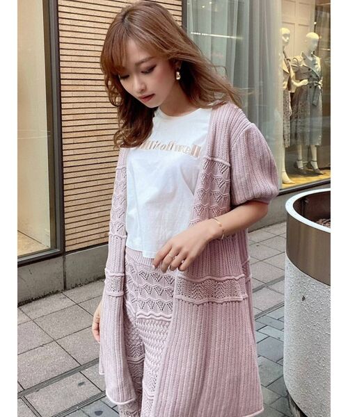 RESEXXY（リゼクシー）の「鈎針風ハーフスリーブカーディガン【セットアップ着用可能】（カーディガン/ボレロ・レディース・ホワイト/ブラック/ピンク・FREE）」の16枚目の写真