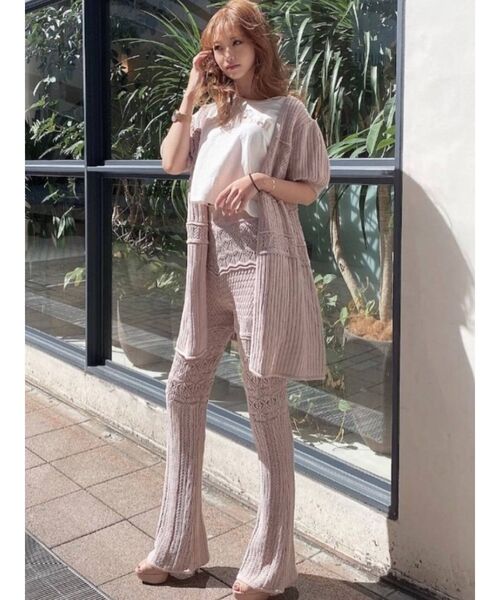 RESEXXY（リゼクシー）の「鈎針風ハーフスリーブカーディガン【セットアップ着用可能】（カーディガン/ボレロ・レディース・ホワイト/ブラック/ピンク・FREE）」の20枚目の写真