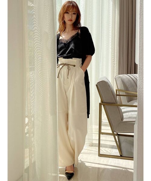 RESEXXY（リゼクシー）の「鈎針風ハーフスリーブカーディガン【セットアップ着用可能】（カーディガン/ボレロ・レディース・ホワイト/ブラック/ピンク・FREE）」の5枚目の写真