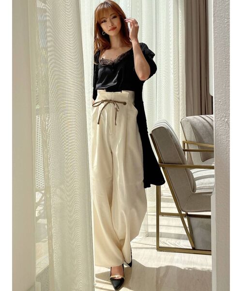 RESEXXY（リゼクシー）の「鈎針風ハーフスリーブカーディガン【セットアップ着用可能】（カーディガン/ボレロ・レディース・ホワイト/ブラック/ピンク・FREE）」の9枚目の写真