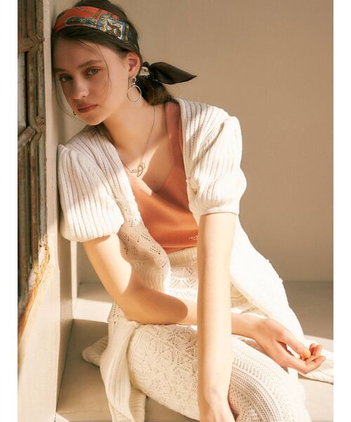 RESEXXY（リゼクシー）の「鈎針風ハーフスリーブカーディガン【セットアップ着用可能】（カーディガン/ボレロ・レディース・ホワイト/ブラック/ピンク・FREE）」の17枚目の写真