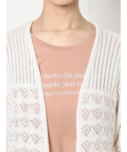 RESEXXY（リゼクシー）の「鈎針風ハーフスリーブカーディガン【セットアップ着用可能】（カーディガン/ボレロ・レディース・ホワイト/ブラック/ピンク・FREE）」の6枚目の写真
