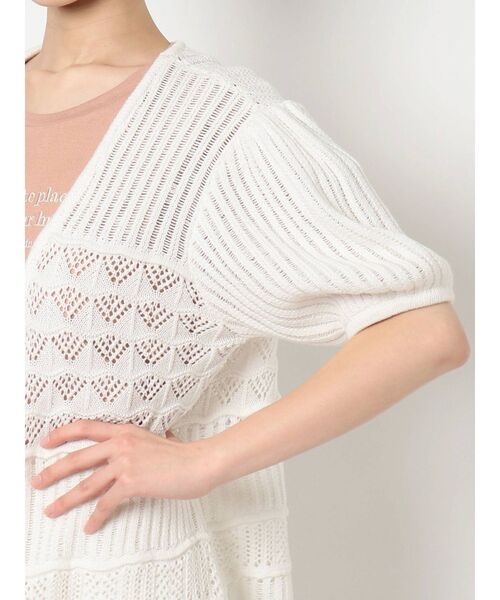 RESEXXY（リゼクシー）の「鈎針風ハーフスリーブカーディガン【セットアップ着用可能】（カーディガン/ボレロ・レディース・ホワイト/ブラック/ピンク・FREE）」の10枚目の写真