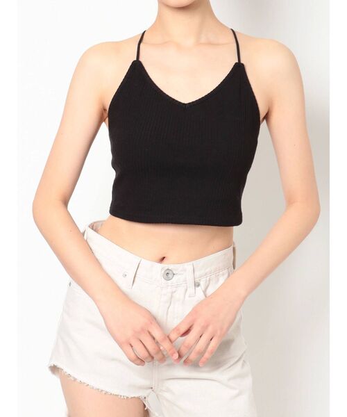 GYDA（ジェイダ）の「BACKクロステレコビスチェ（キャミソール・レディース・オフホワイト/ブラック・FREE）」の6枚目の写真