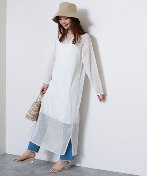 archives(アルシーヴ)の「【限定item】キーネックメッシュワンピース(インナーSET)(ワンピース・レディース・アイボリー/オフホワイト・MEDIUM)」の12枚目の写真