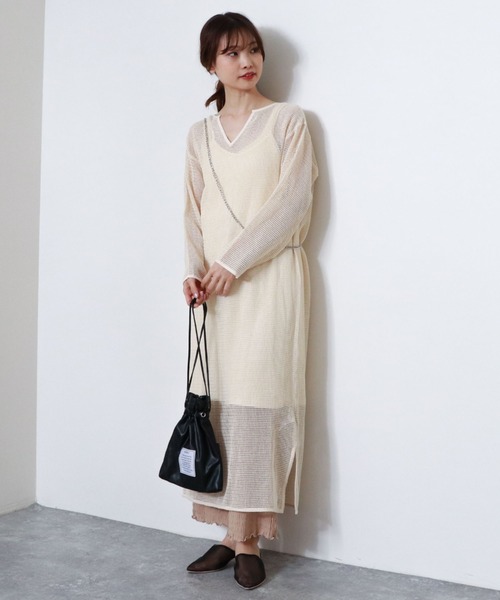 archives(アルシーヴ)の「【限定item】キーネックメッシュワンピース(インナーSET)(ワンピース・レディース・アイボリー/オフホワイト・MEDIUM)」の9枚目の写真