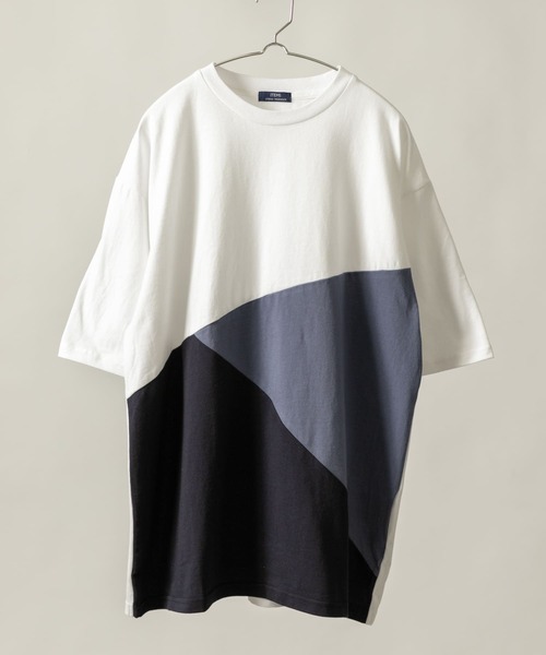 URBAN RESEARCH（アーバンリサーチ）の「トリコロール半袖Tシャツ（Tシャツ/カットソー・メンズ・ブルー/パープル/ベージュ・LARGE/MEDIUM）」の2枚目の写真