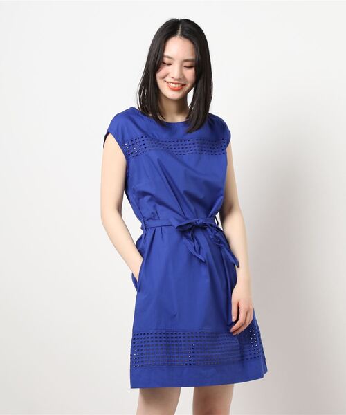 Benetton ベネトンユナイテッドカラーズオブベネトン のファッション United Of Of Benetton Benetton ワンピース セール ラウンドネックエンブロイダリーフレンチスリーブひざ丈ワンピース ワンピース Colors