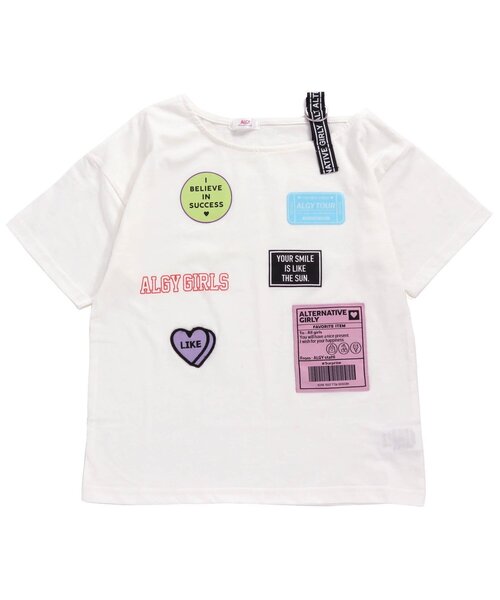 algy（アルジー）の「ワンショル風ワッペンT（Tシャツ/カットソー・キッズ・ライム/オフホワイト/ブラック・MEDIUM/X-SMALL/SMALL/XX-SMALL/XXX-SMALL）」の8枚目の写真