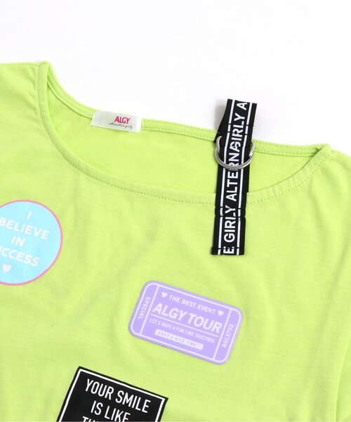 algy（アルジー）の「ワンショル風ワッペンT（Tシャツ/カットソー・キッズ・ライム/オフホワイト/ブラック・MEDIUM/X-SMALL/SMALL/XX-SMALL/XXX-SMALL）」の14枚目の写真