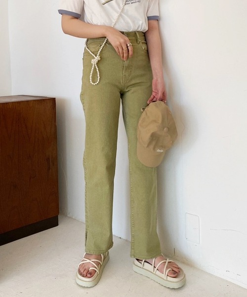 Heather（ヘザー）の「アースカラースリットフレアデニム 952084