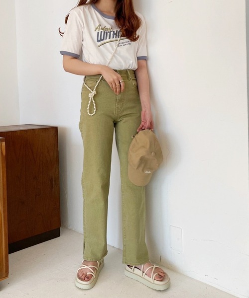 Heather(ヘザー)の「アースカラースリットフレアデニム 952084(デニムパンツ・レディース・イエロー/ブルー/グリーン・S/M)」の4枚目の写真