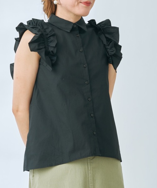 prose verse(プロズヴェール)の「ギャザーフリルノースリブラウス(シャツ/ブラウス・レディース・アイボリー/ブラック/オフホワイト・フリ-)」の15枚目の写真