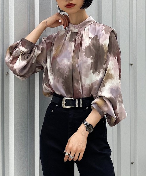 PAGEBOY（ページボーイ）の「マーブルアートハイネックブラウス（シャツ/ブラウス・レディース・ブラック系その他/ブラウン系その他・FREE）」の15枚目の写真