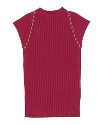 ハンドステッチノースリーブニットプルオーバー