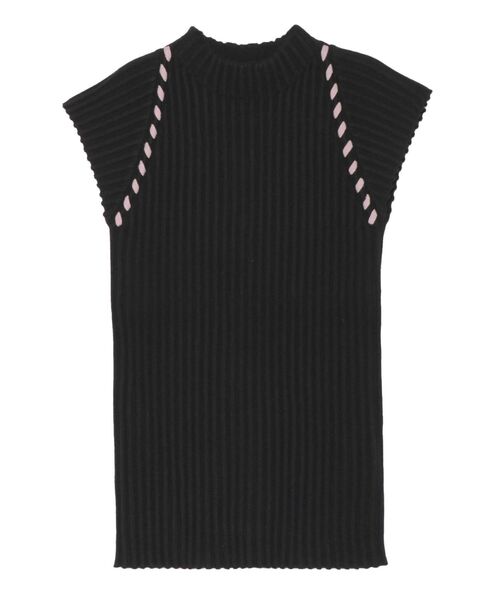 LAGUNAMOON（ラグナムーン）の「ハンドステッチノースリーブニットプルオーバー（ニット/セーター・レディース・ブラック/ボルドー/ベージュ・FREE）」の6枚目の写真