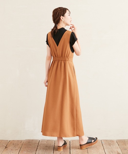 AIMER（エメ）の「カシュクールフレアジャンパースカート（ジャンパースカート・レディース・レンガ/サックスブルー・MEDIUM）」の8枚目の写真