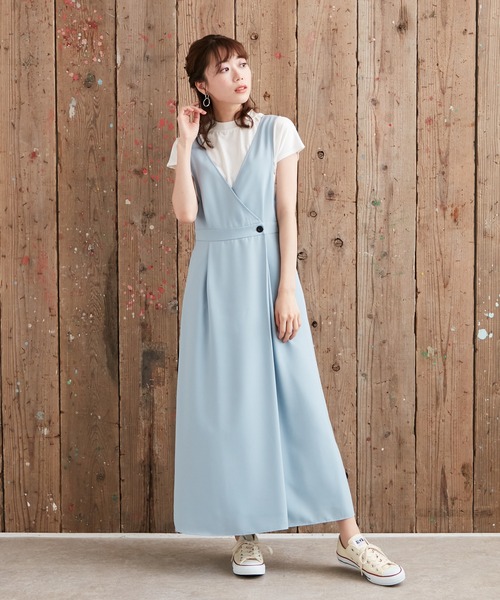 AIMER（エメ）の「カシュクールフレアジャンパースカート（ジャンパースカート・レディース・レンガ/サックスブルー・MEDIUM）」の11枚目の写真