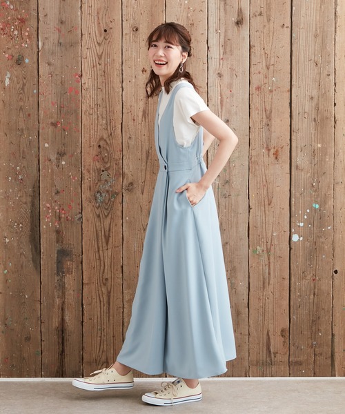 AIMER（エメ）の「カシュクールフレアジャンパースカート（ジャンパースカート・レディース・レンガ/サックスブルー・MEDIUM）」の12枚目の写真