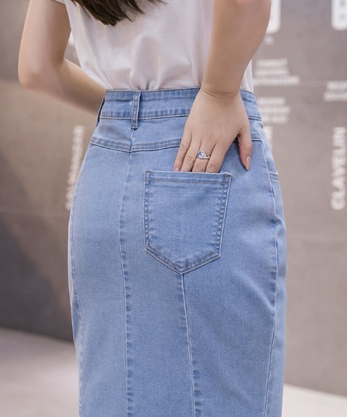 ABITOKYO（アビトーキョー）の「ハイウエストマーメイドデニムスカート（デニムスカート・レディース・ライトブルー・S/M/L/XL）」の14枚目の写真