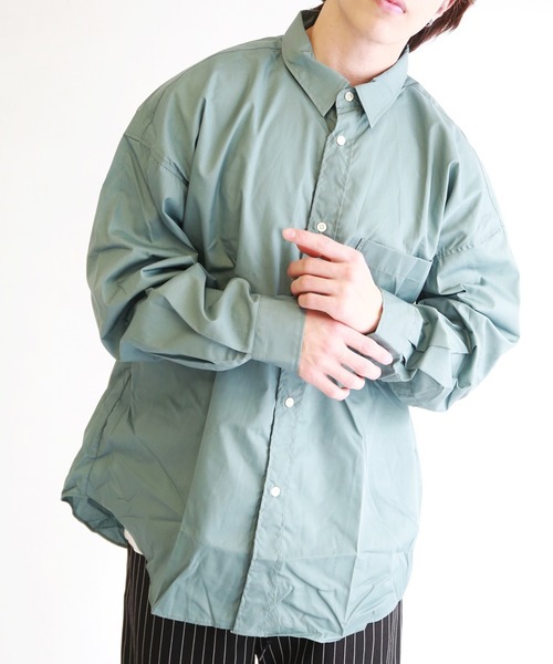 WESTSEA(ウエストシー)の「日本製 無地/ストライプ 長袖ビッグシャツ(シャツ/ブラウス・メンズ・ダークグリーン/ネイビー/ホワイト/ブルー/ブラック/グリーン/ブルー系その他/グリーン系その他/チャコール・L/M)」の5枚目の写真