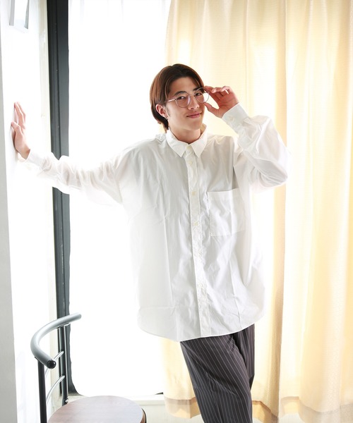 WESTSEA(ウエストシー)の「日本製 無地/ストライプ 長袖ビッグシャツ(シャツ/ブラウス・メンズ・ダークグリーン/ネイビー/ホワイト/ブルー/ブラック/グリーン/ブルー系その他/グリーン系その他/チャコール・L/M)」の19枚目の写真