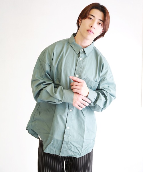 WESTSEA(ウエストシー)の「日本製 無地/ストライプ 長袖ビッグシャツ(シャツ/ブラウス・メンズ・ダークグリーン/ネイビー/ホワイト/ブルー/ブラック/グリーン/ブルー系その他/グリーン系その他/チャコール・L/M)」の17枚目の写真
