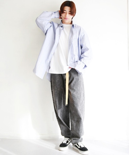 WESTSEA(ウエストシー)の「日本製 無地/ストライプ 長袖ビッグシャツ(シャツ/ブラウス・メンズ・ダークグリーン/ネイビー/ホワイト/ブルー/ブラック/グリーン/ブルー系その他/グリーン系その他/チャコール・L/M)」の10枚目の写真