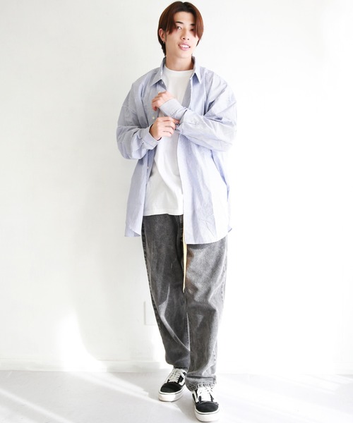 WESTSEA(ウエストシー)の「日本製 無地/ストライプ 長袖ビッグシャツ(シャツ/ブラウス・メンズ・ダークグリーン/ネイビー/ホワイト/ブルー/ブラック/グリーン/ブルー系その他/グリーン系その他/チャコール・L/M)」の11枚目の写真
