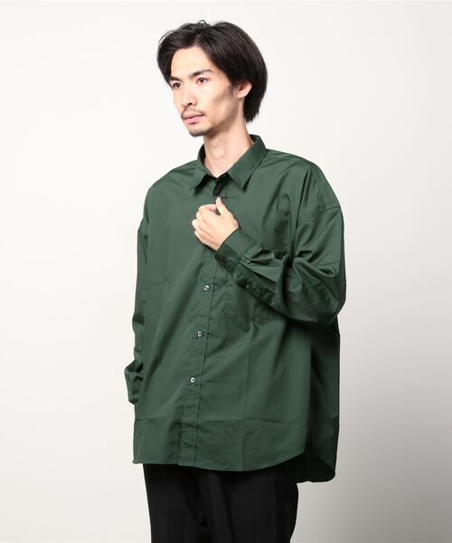 WESTSEA(ウエストシー)の「日本製 無地/ストライプ 長袖ビッグシャツ(シャツ/ブラウス・メンズ・ダークグリーン/ネイビー/ホワイト/ブルー/ブラック/グリーン/ブルー系その他/グリーン系その他/チャコール・L/M)」の21枚目の写真