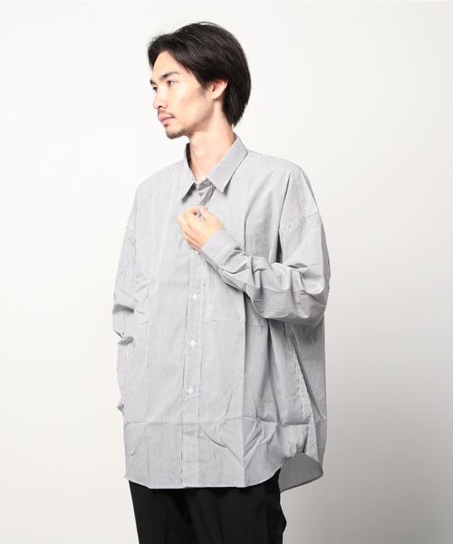 WESTSEA(ウエストシー)の「日本製 無地/ストライプ 長袖ビッグシャツ(シャツ/ブラウス・メンズ・ダークグリーン/ネイビー/ホワイト/ブルー/ブラック/グリーン/ブルー系その他/グリーン系その他/チャコール・L/M)」の22枚目の写真