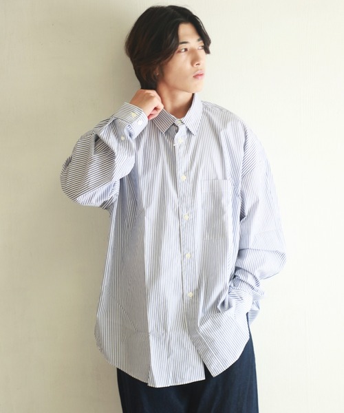 ストライプシャツ メンズ 長袖シャツ[品番：BCYW0031822